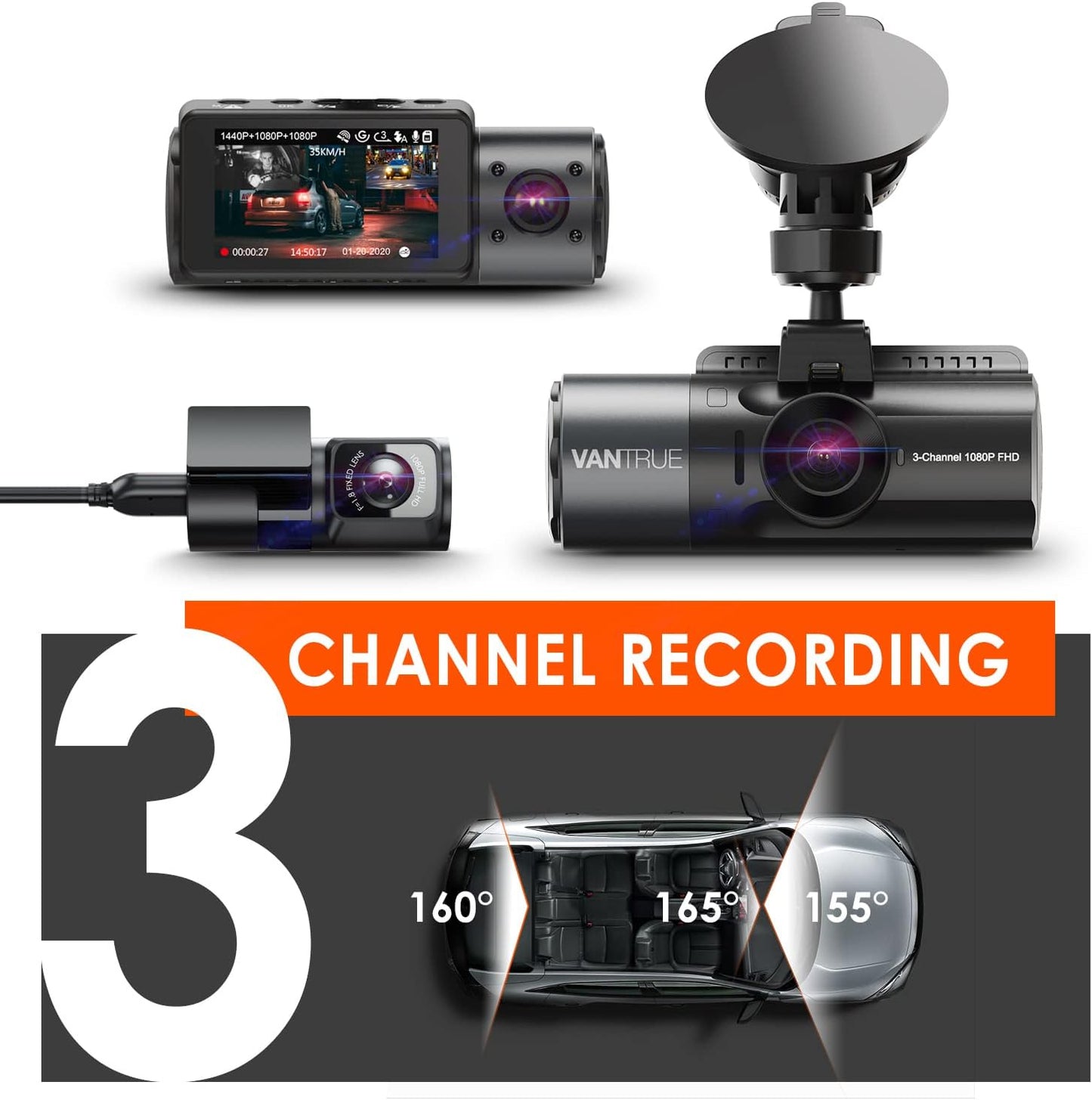 Cámara Automovil Dvr Vantrue N5 4 canales WiFi 360° todos los lados Dash Cam, STARVIS 2, visión nocturna IR